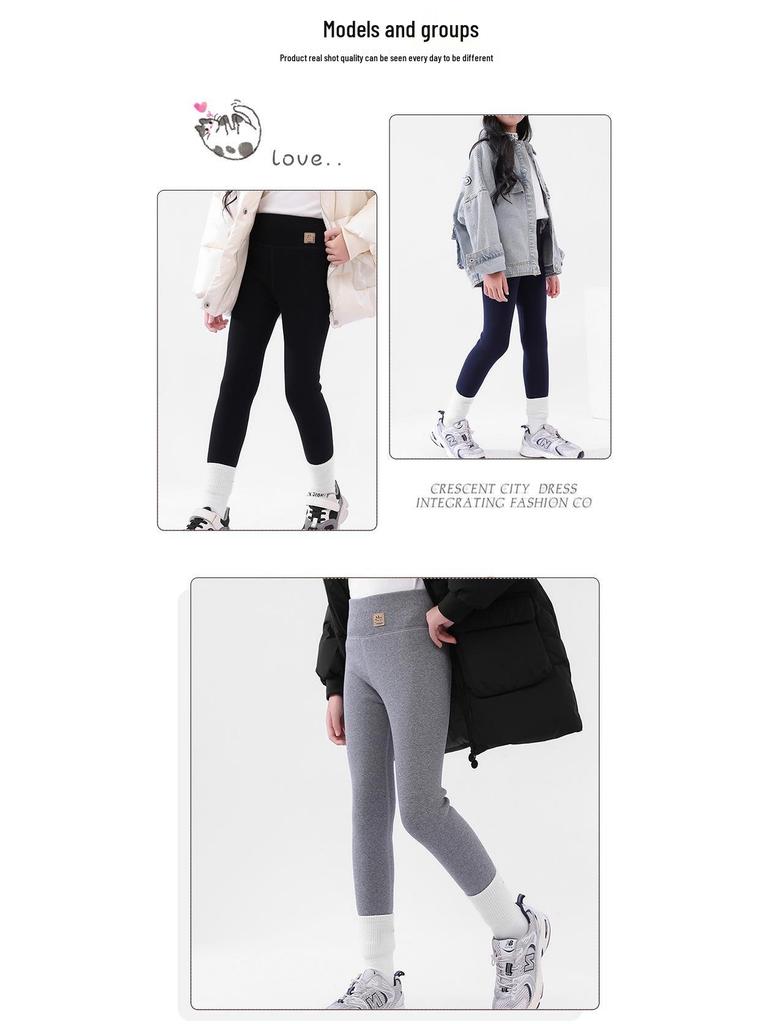 Girls' Fleece-Lined High-Waisted Winter Leggings - Toddler Lambswool One-Piece Long Pants