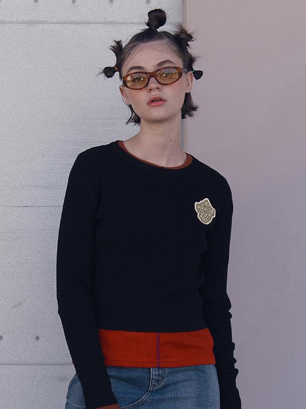 Kirsh Emblem Wappen Round Neck Knit [Navy] 1