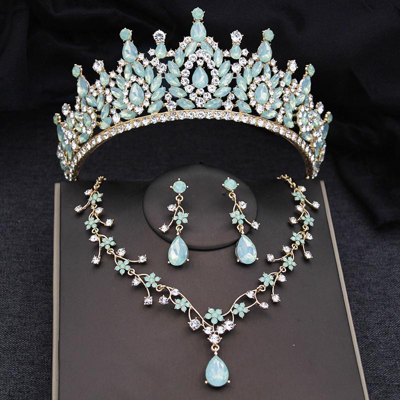 

Набор свадебных украшений с короной для женщин, 3 шт., тиары и ожерелье, серьги, принцесса, день рождения, свадебное платье, украшения для невесты, аксессуары