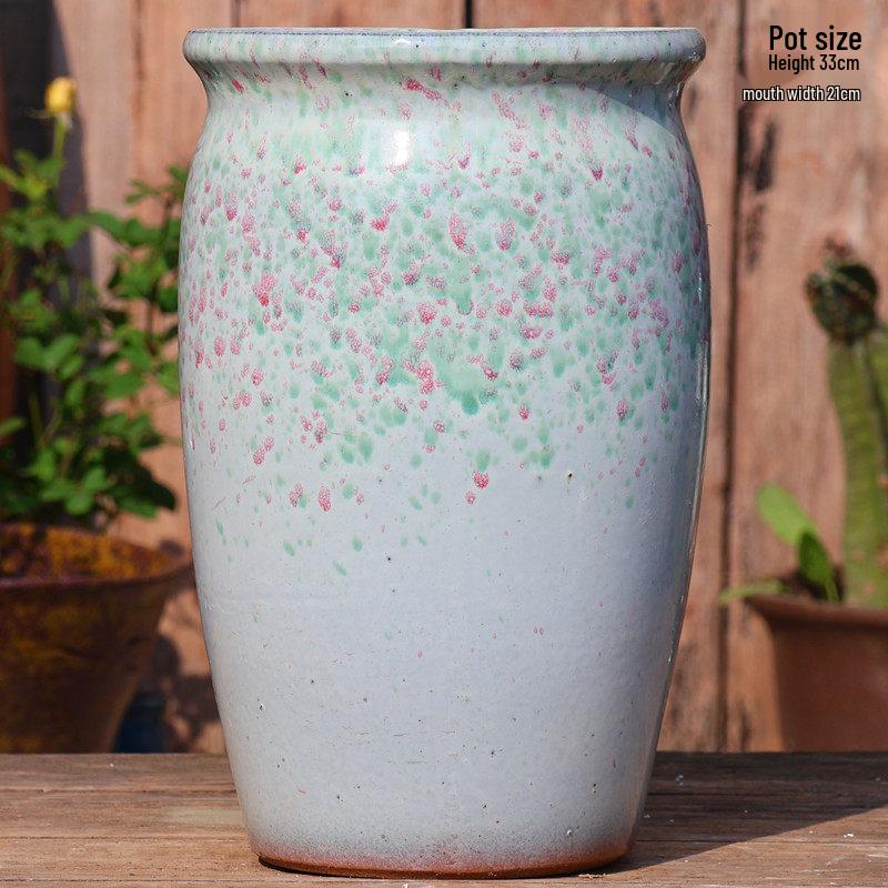 Large Wintergreen Bougainvillea Ceramic Flower Pot - Breathable, Tall Succulent & Tree Ceramic Jar