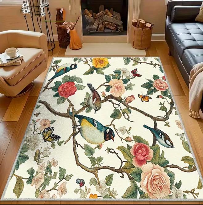 

Flower and Bird Carpet Decoration Made of Polyester Woven Adhesive Suitable for Living Rooms, Bedrooms and Indoor Use of Carpets 40X60cm
