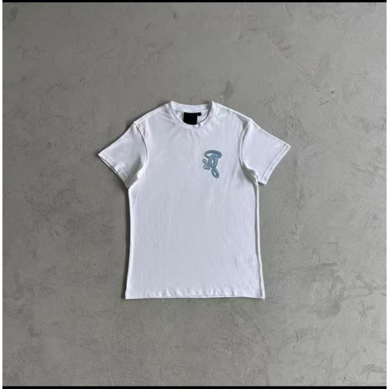 Syna Letter Print Crew Neck Short Sleeve T-Shirt Couples High Street Fashion Casual Top