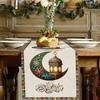 Ramadan Mubarak Linen Table Runner Home Party Decor Washable Eid Al Fitr Moon Lantern Printed Table Runners Ramadhan Decorations