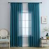 1pc Elegant Blue Jacquard Sheer Curtain Intricate Floral Pattern, Perfect for Bedroom, Living Room, or Office Decor, Curtains for Living Room