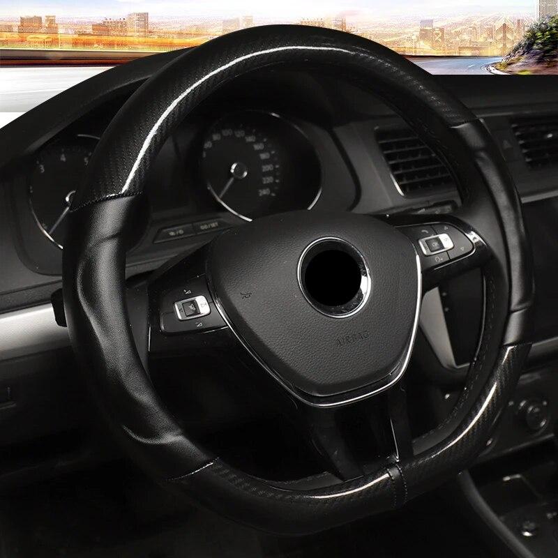 Für VW Golf 7 DERMAY Auto-Lenkradbezug, rutschfest, weiches Mikrofaser-Leder + Innenausstattung aus Kohlefaser