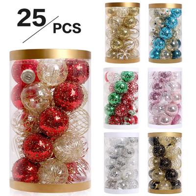 Glittery Christmas Ball Ornaments Pack of 25 for Home Garden Decoration