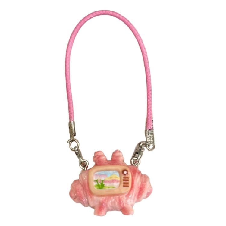

Colorful Miniature TV Croissant Pendant Keychain Lightweight Plastic Charm Accessories Elegant Bag Decoration 1