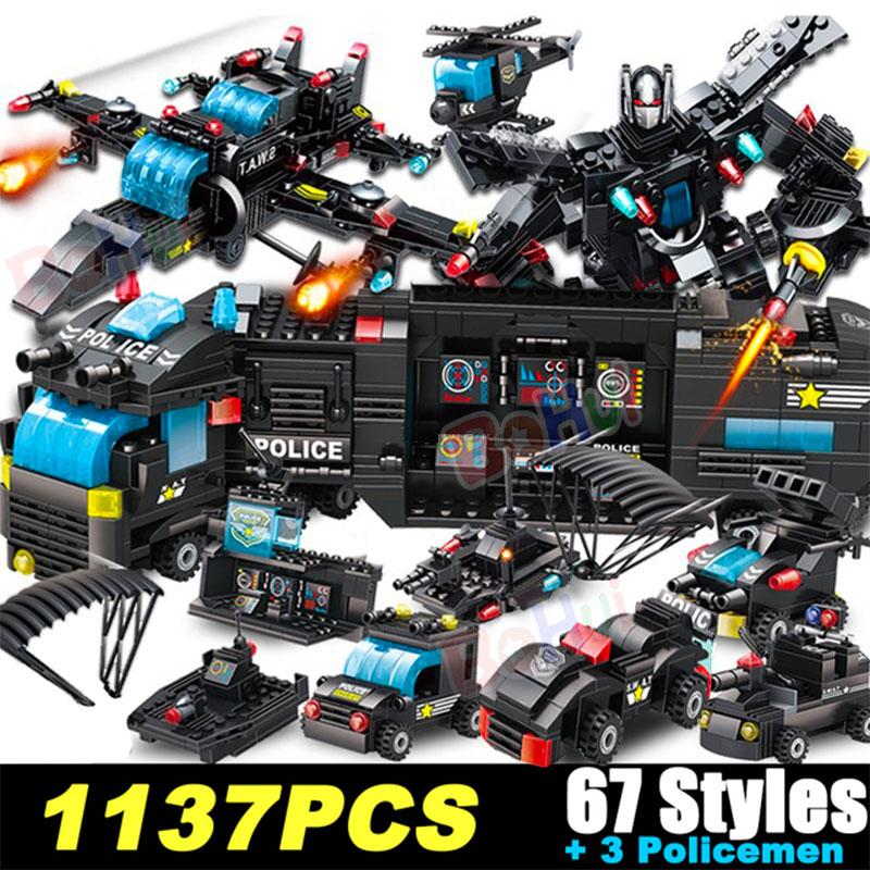 2023 Stadtpolizei SWAT-Team Militärset Bausteine Auto Kampfroboter DIY Spielzeug für Kinder Geburtstag Jungen Geschenke