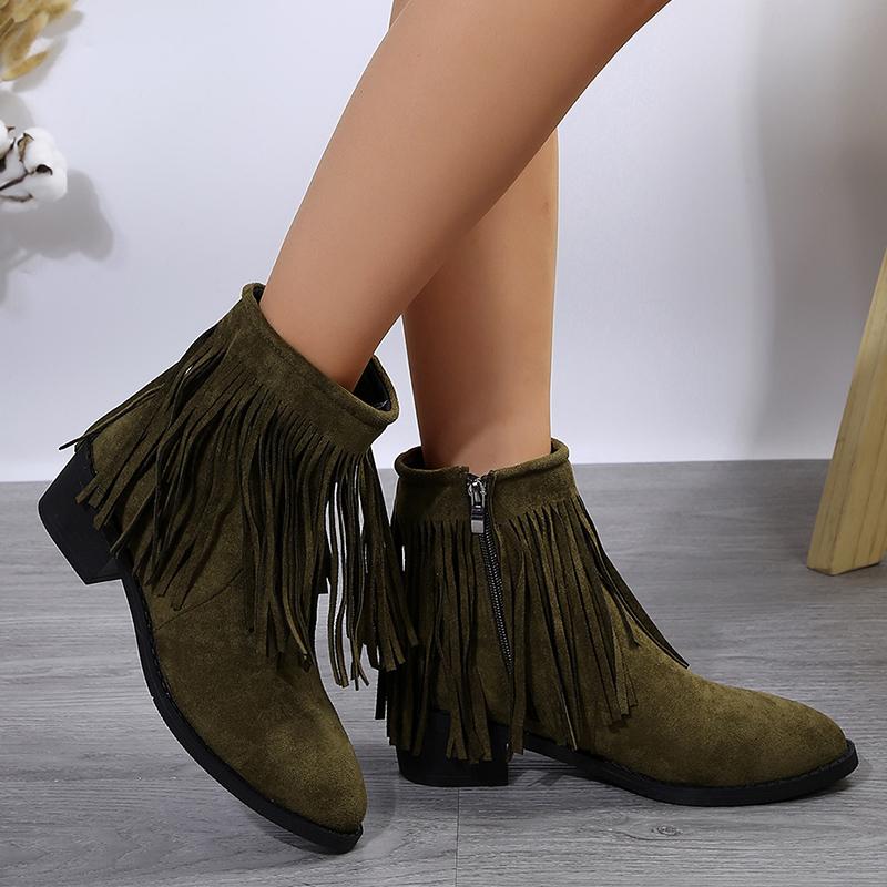 

Модные женские сапоги для винтажной ковбойской девушки с кисточками, замшевые, кожаные, с острым носком, большого размера, женские сапоги, зимние, на толстом каблуке, с молнией, в стиле вестерн 36 армия зеленый