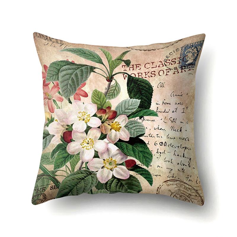 Polyester Pillowcase Automobile Decoration Retro Print Pillowcase Waist Cushion Cover Tower Bedside Cushion Cover