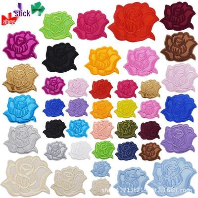 Zelfklevende Rozen Borduurpatches: Grote, Middelgrote, Kleine Witte Appliques voor Kledingdecoratie