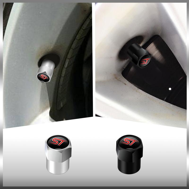 ZLKQ1 Car Styling 4Pcs/Set ST Logo Car Wheel Tire Valve Caps Covers Decor For Ford Focus Fiesta Mondeo MK1 MK2 MK3 MK4 Ranger