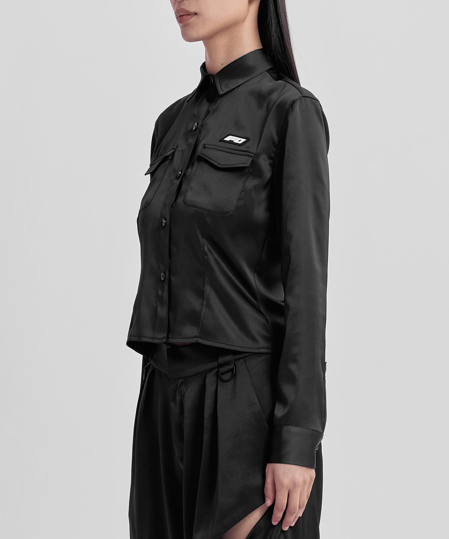 Panyoung Satin Crop Shirt M