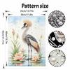 This pearl painting kit features 5D pearls and a graceful crane with lotus flowers mosaic art style. designed for home wall decoration.