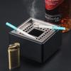 Modern Large Stainless Steel Square Ashtray with Anti-Fly Design for Cigar Rest in Living Room