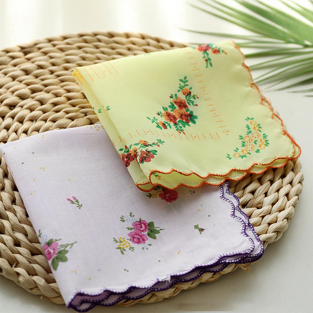 Ladies Square Handkerchief Cotton Flowers Women Children Print Face Hand Towels Hanky Wedding Christmas Gifts