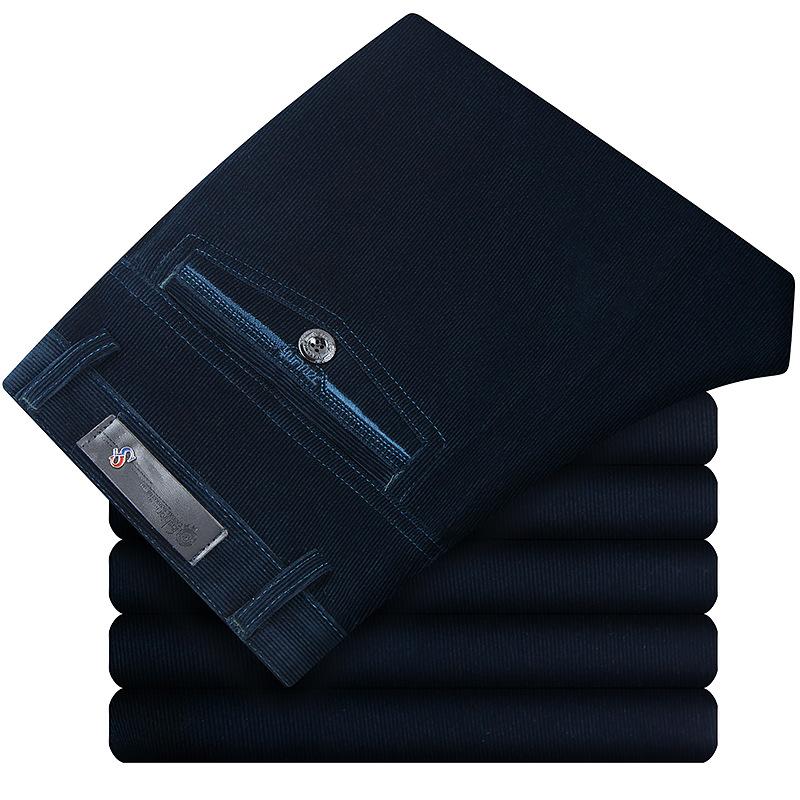 Pants Men Corduroy Cord Trousers Stretch Straight Pants Casual Loose High Waist Vintage Retro