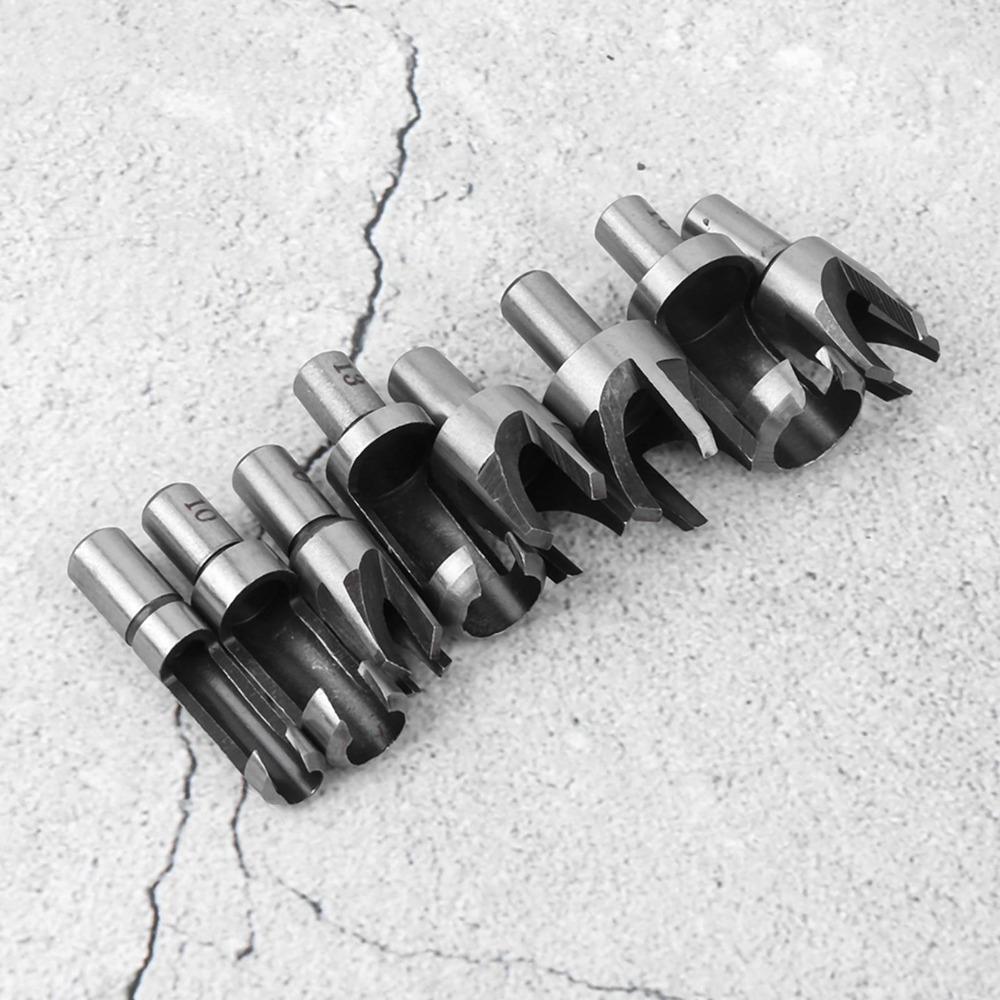 8Pcs High-Carbon Steel Wood Plug Cutter Set Straight and Tapered 6mm 10mm 13mm 16mm Chamfer Drill Bits Metric