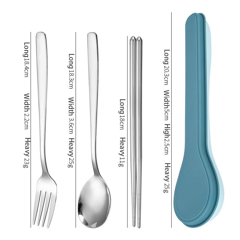 Set de tacâmuri portabile din oțel inoxidabil, 4 piese, pentru călătorii în aer liber