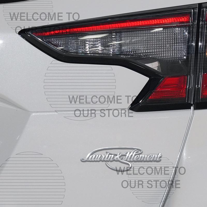 HGWE4 Car Decor Metal Laurin & Klement L&K Letter Emblem 3D Sticker Accessories For Skoda Superb Octavia Rapid Tail Rear Trunk Decals
