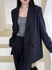 Women's Autumn Cotton Linen Blazer Suit Set with Pants