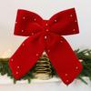 Wine Red Velvet Tree Top Star Christmas Tree Decoration Ornament, Bow Tree Top Star Ornament