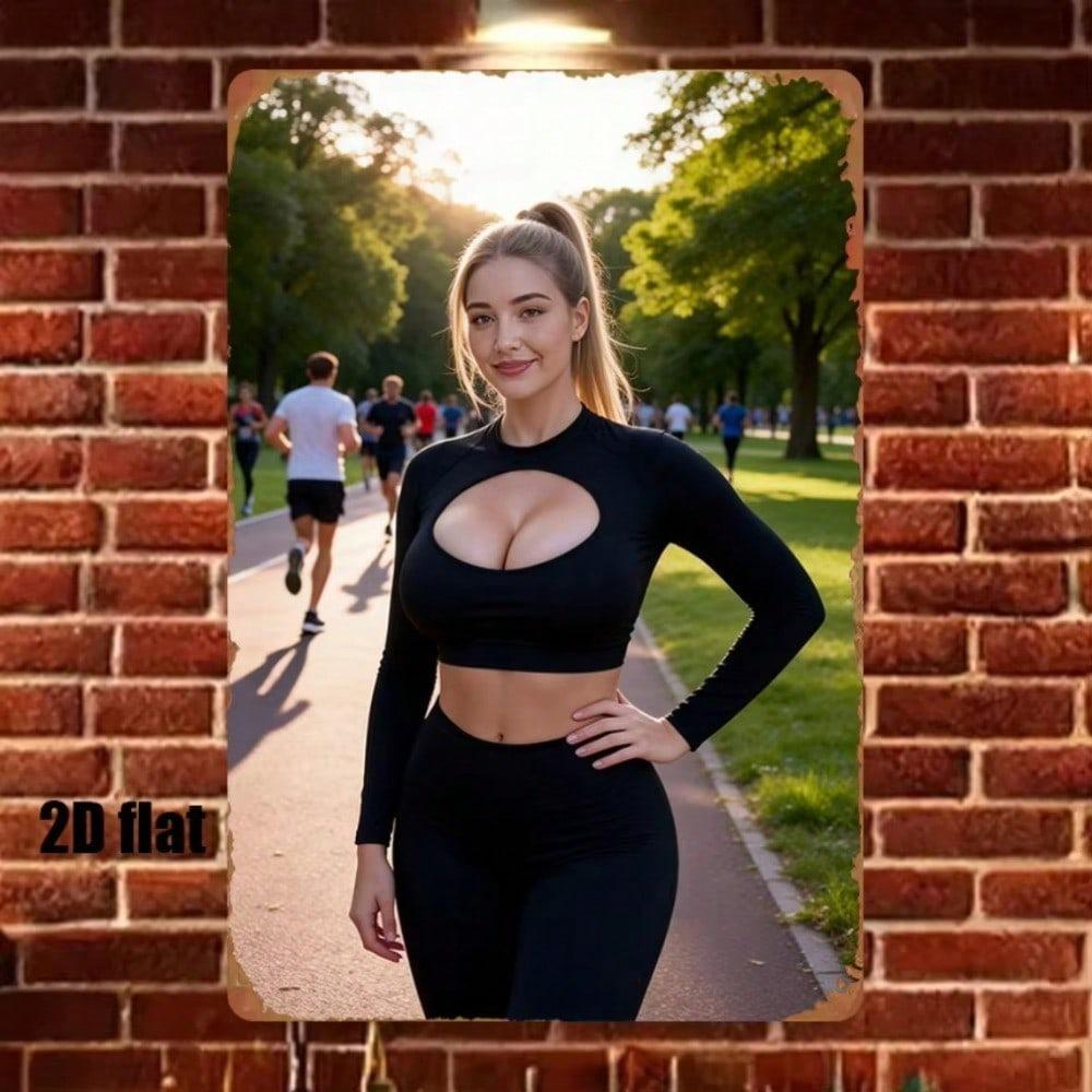 Metal Poster 8x12 Cm Bright Sportswoman Wall Art for Bedroom