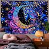 AtawLege Blacklight UV Reactive Wall Art - Moon and Star Tapestry, Sun Mandala Tapestry, Aesthetic Boho Wall Hanging for Bedroom (51.2 X 59.1 Inches)