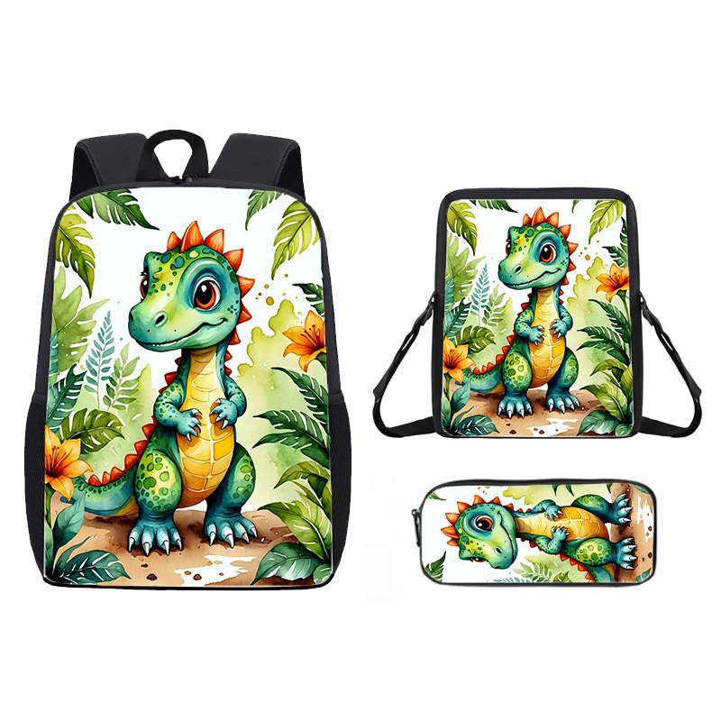 Dinosaur Print Animal Children School Backpack With Durable Material Oxford