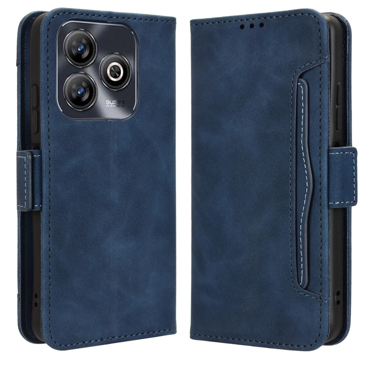 

For ZTE Blade A75 4G Leather Case Phone Wallet Cover with Multiple Card Slots Blue