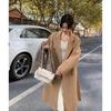 Solid Color Woolen Coat Mid-length Women's Autumn and Winter All-match Internet Celebrity Thickened Hong Kong-style Loose Woolen Coat