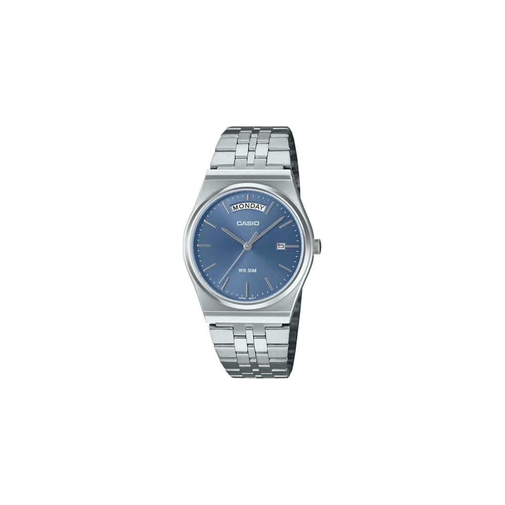 Casio Standard Analog Quartz Men s Watch MTP-B146D-2AV Silver Blue Stainless Steel 100m Water Resistant