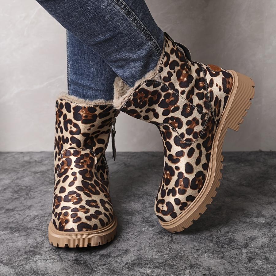 Warm Winter Snow Boots Women's Plush-Lined, Thick Fabric Upper & Lining, Slip-Resistant Rubber Sole