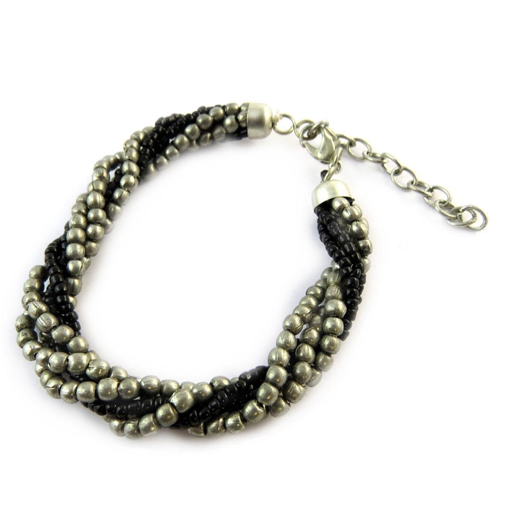 Les Trésors De Lily [N7196] - Ethnic Bracelet 'Kilimanjaro' Gray Black