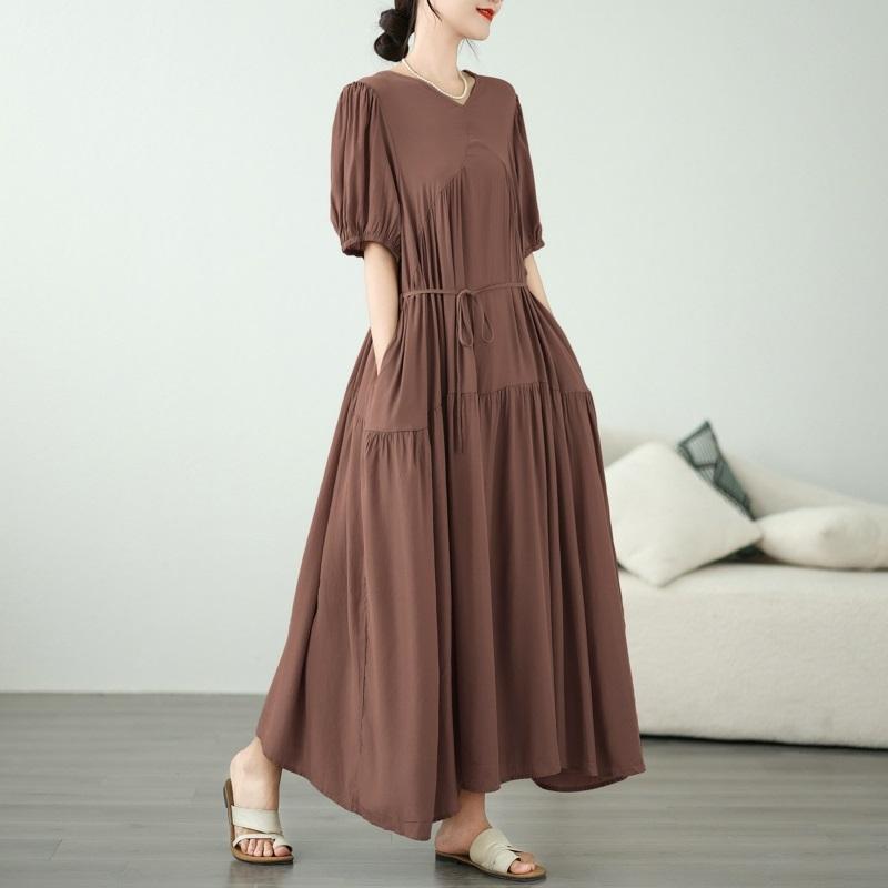 Short Sleeve Rayon Plus Size Vintage New In Dresses for Women Casual Loose Long Summer Dress