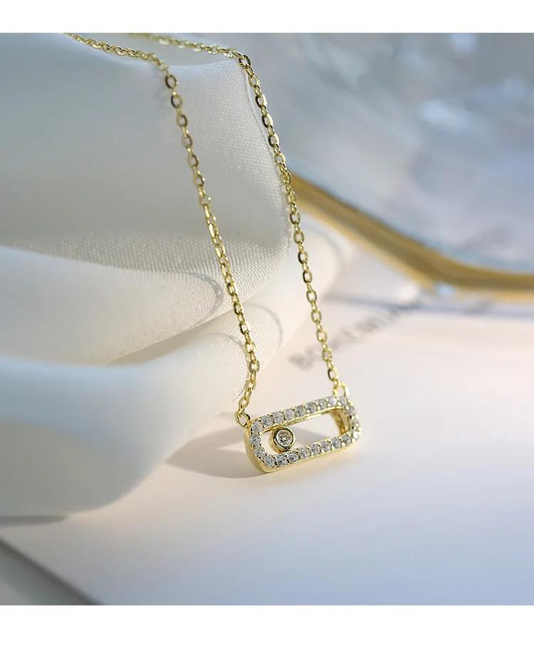 Classic Exquisite Anniversary Necklace Geometric Cubic Zirconia All-match Ladies Pendant Sweater Chain Anniversary Necklace