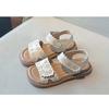 Korean Style Hollow Floral Princess Sandals, Summer Open Toe Leather Shoes for Baby Girls