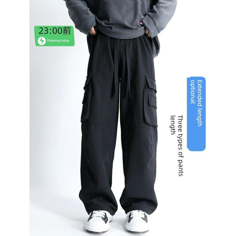 Pants for Men, Autumn Season, Thickened, High Street Fashion Brand, Tactical Pants with a Sense of Design, Loose Straight-Leg Long Pants