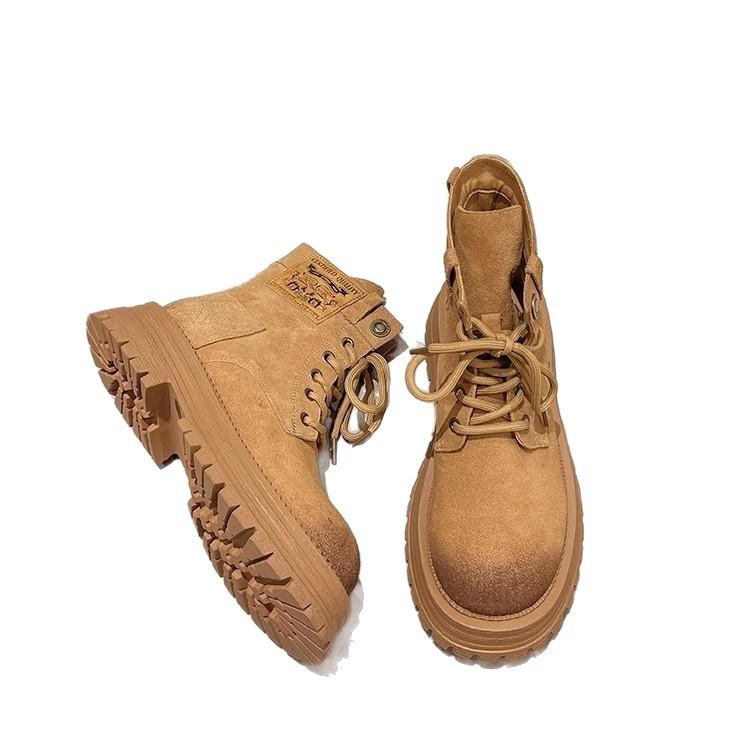 Thick-soled Martin boots women's shoes 2025 spring and autumn new non-slip rhubarb boots women's British height-increasing outdoor tooling short boots