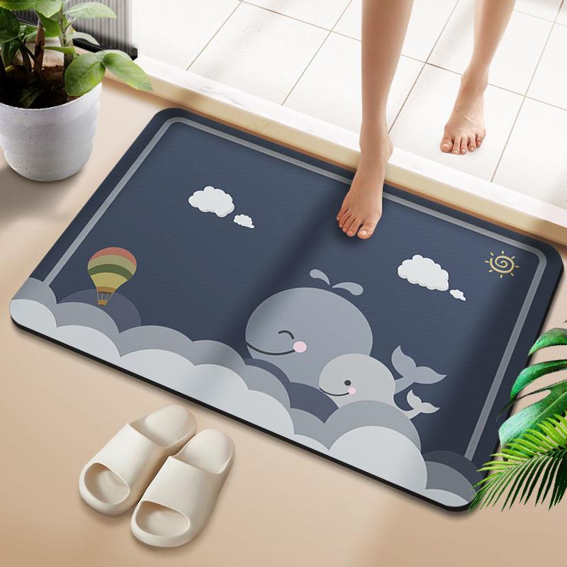 Bathroom diatom mud absorbent floor mat non-slip absorbent quick-drying foot mat shower room bathroom door cushion can be cut
