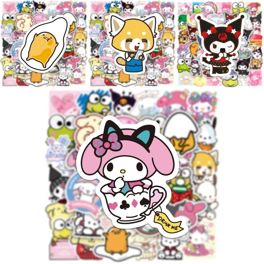 100pcs Sanrio Kuromi Melody Waterproof Reusable Sticker Luggage Decor