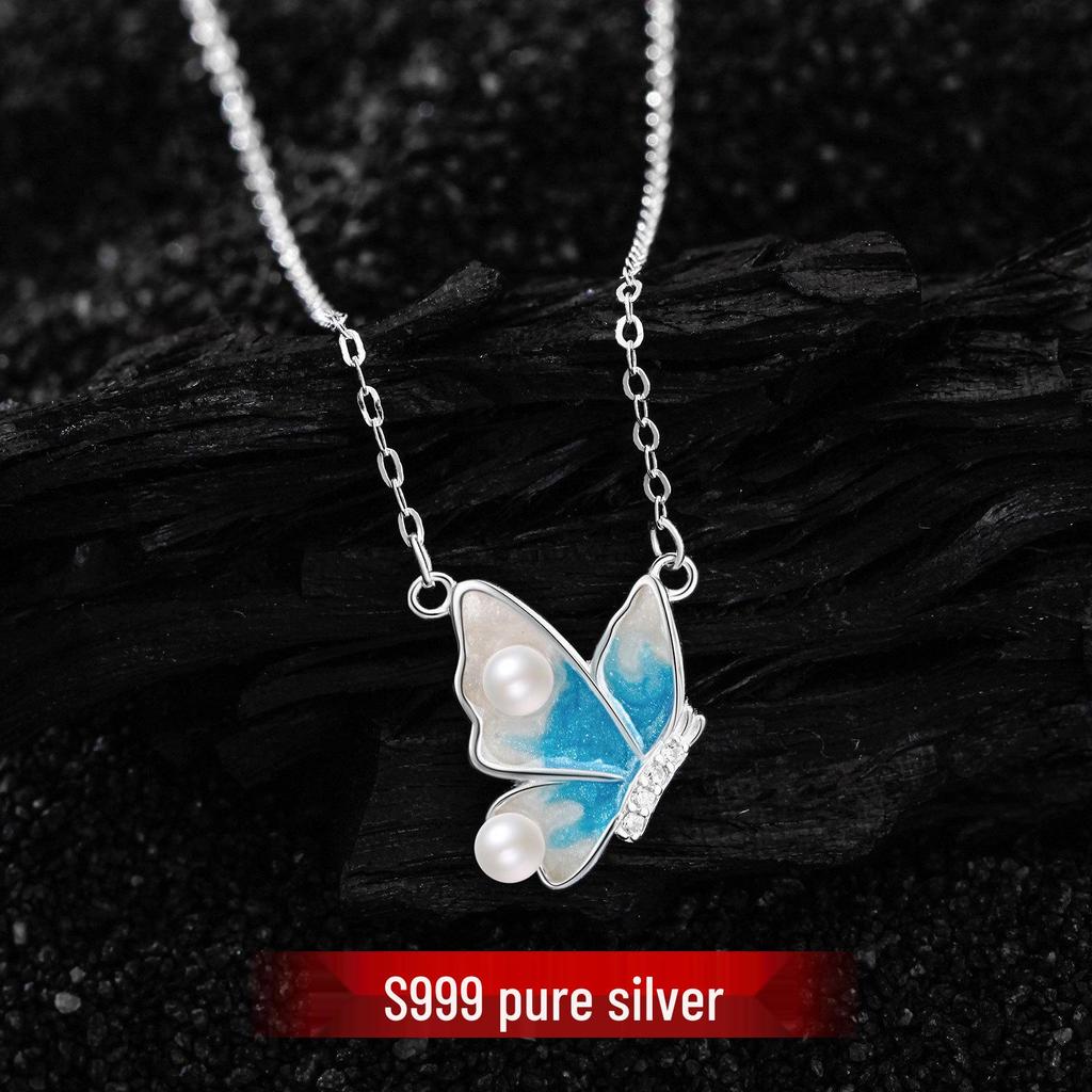 Schmetterlingskette aus 999er Sterlingsilber – Vielseitiges, hochwertiges, minimalistisches Choker-Halsband im leichten Luxus-Design