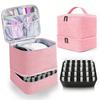 Double-Layer Elevated Makeup Bag for Women Large Capacity Portable Toiletry Case Cosmetic Nail Polish Storage Bag