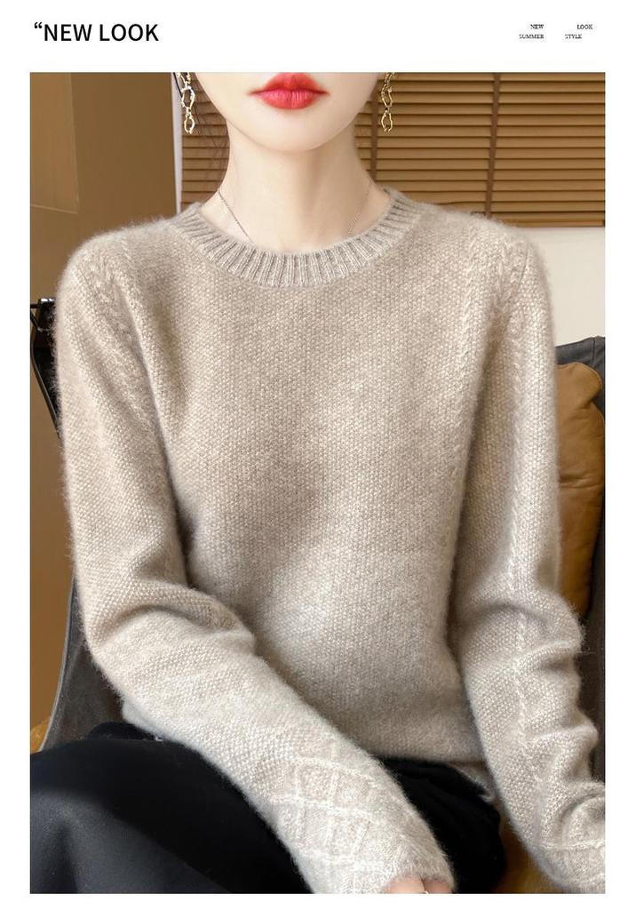 Women's Loose Knit Wool Sweater - Round Neck, Thickened Soft Osmanthus Stitch, Autumn/Winter Pullover.