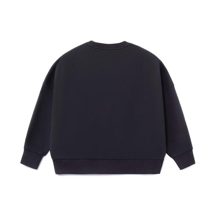 Li Ning Sports Fashion Collection Logo Embroidery Fleece Lined Loose Fit Crew Neck Pullover Sweatshirt Women's Black AWDRF42-2