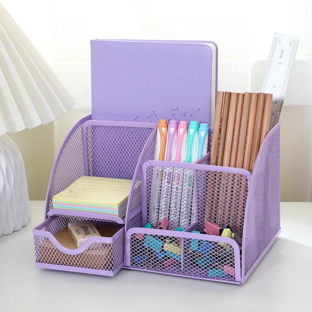 Metal Pen Holder: Multifunctional Desktop Storage Box & Creative Student Stationery Organizer