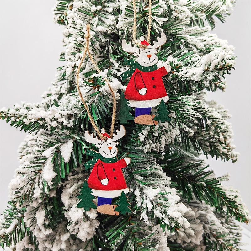 Christmas Wooden Santa Claus Car Pendant Decoration