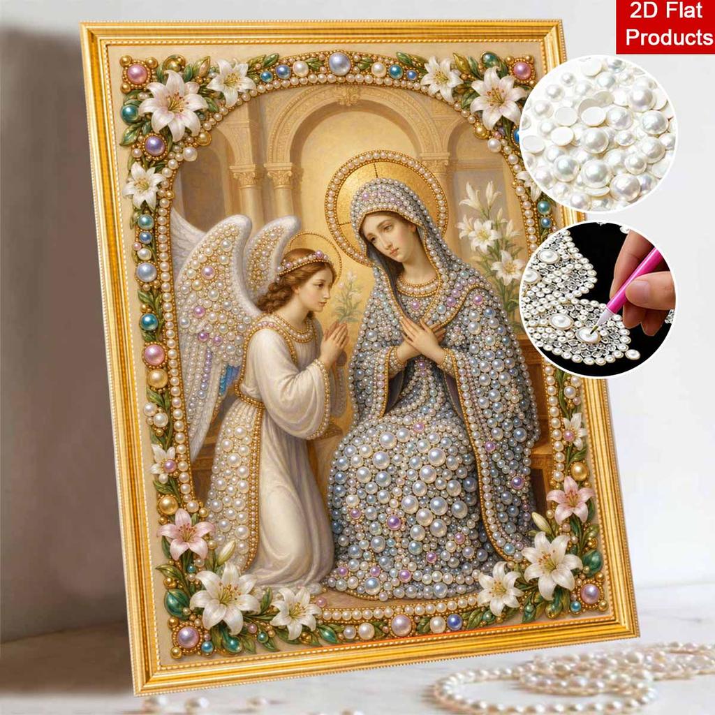 DIY 3D Pearl Diamond Painting Art Set Virgin Mary and Angel Home Decor Art Set Wall Art