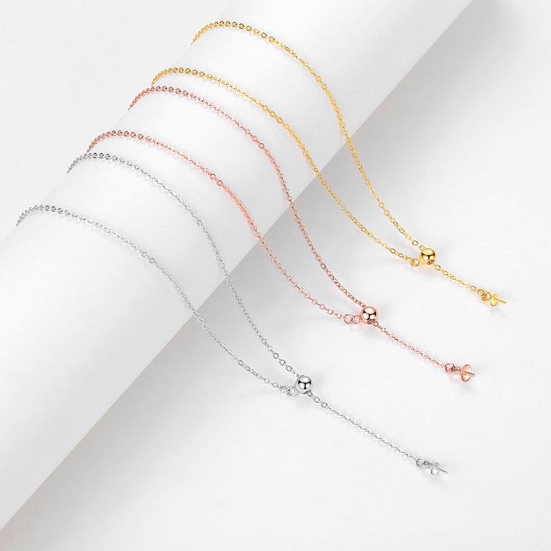 

Регулируемая основа для жемчужного ожерелья из стерлингового серебра 925 пробы с бусинами из белого золота - DIY Ручная работа Ключичная цепочка 1.2MM Thickness розового золота