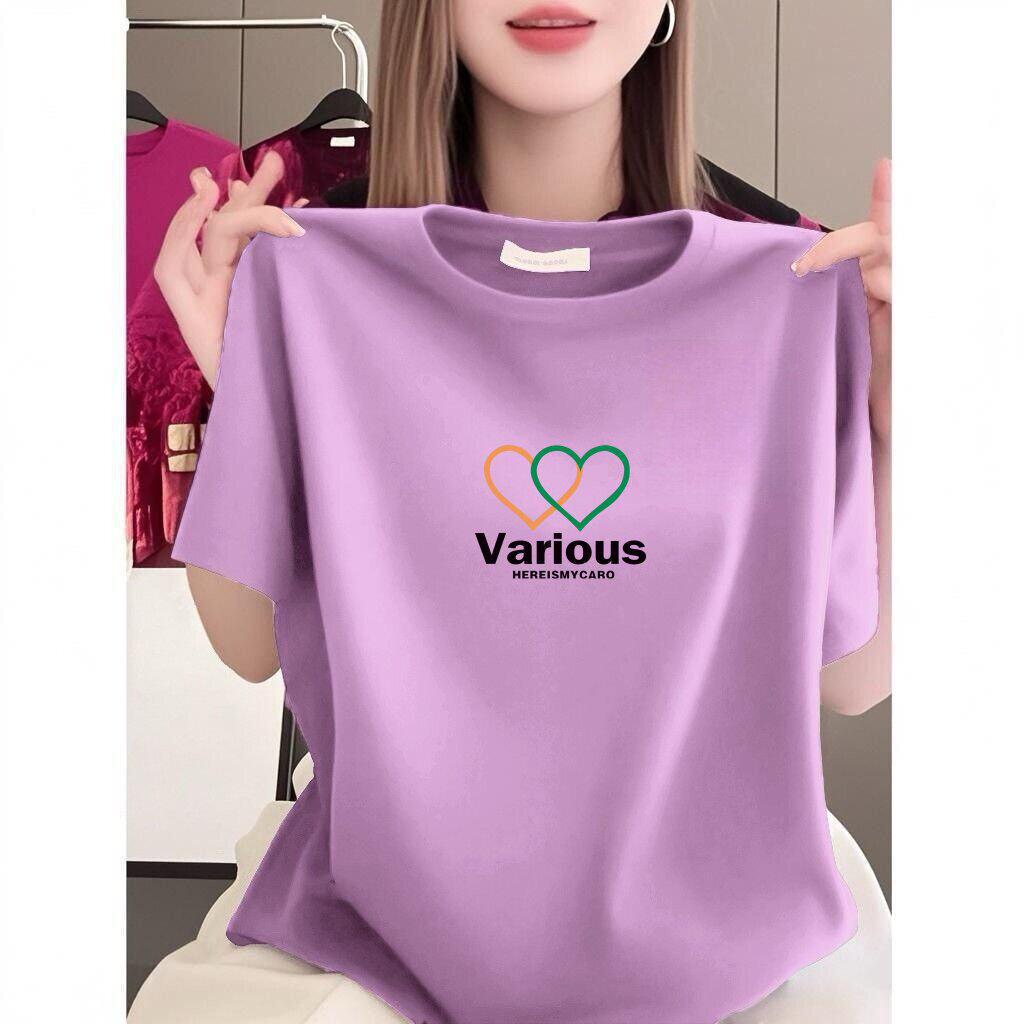 Women's Popular Short-Sleeve Fashion Print T-Shirt, Summer Round Neck Casual, Plus Size, Slimming Mother's Top